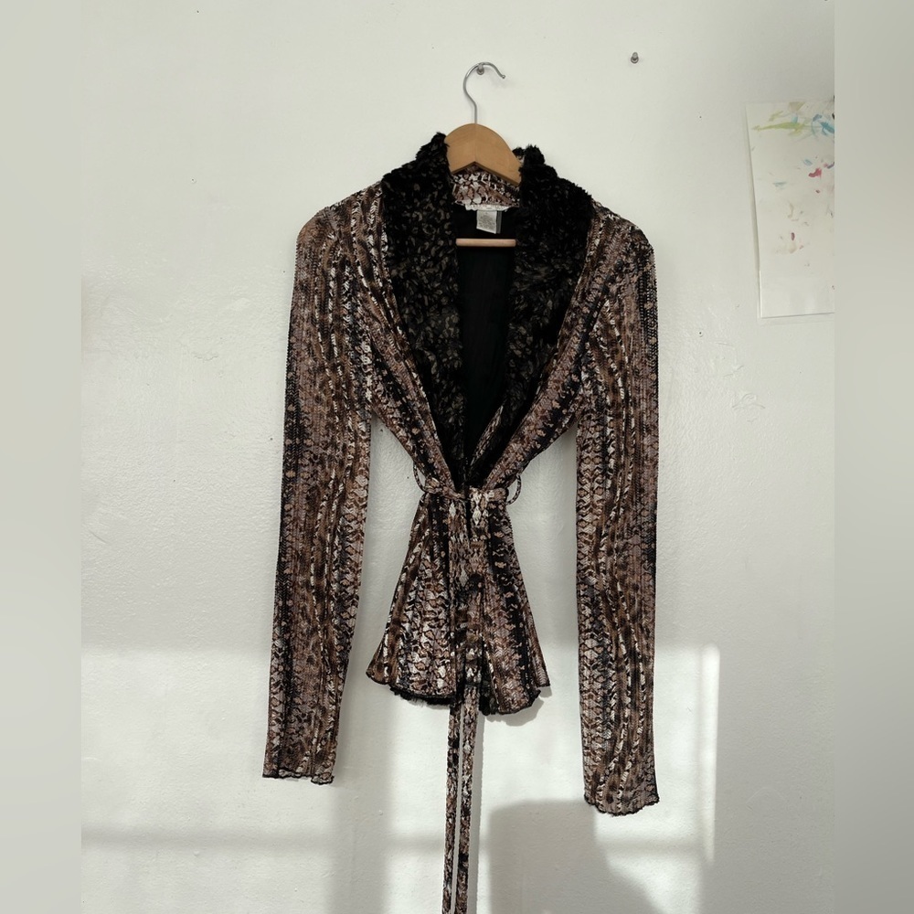 Alberto Makali Python Print Cardigan Wrap Jacket - image 3
